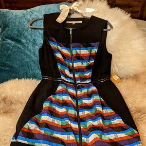 NWT! Rachel Rachel Roy Geometric Black Zip Dress Tank Size 6